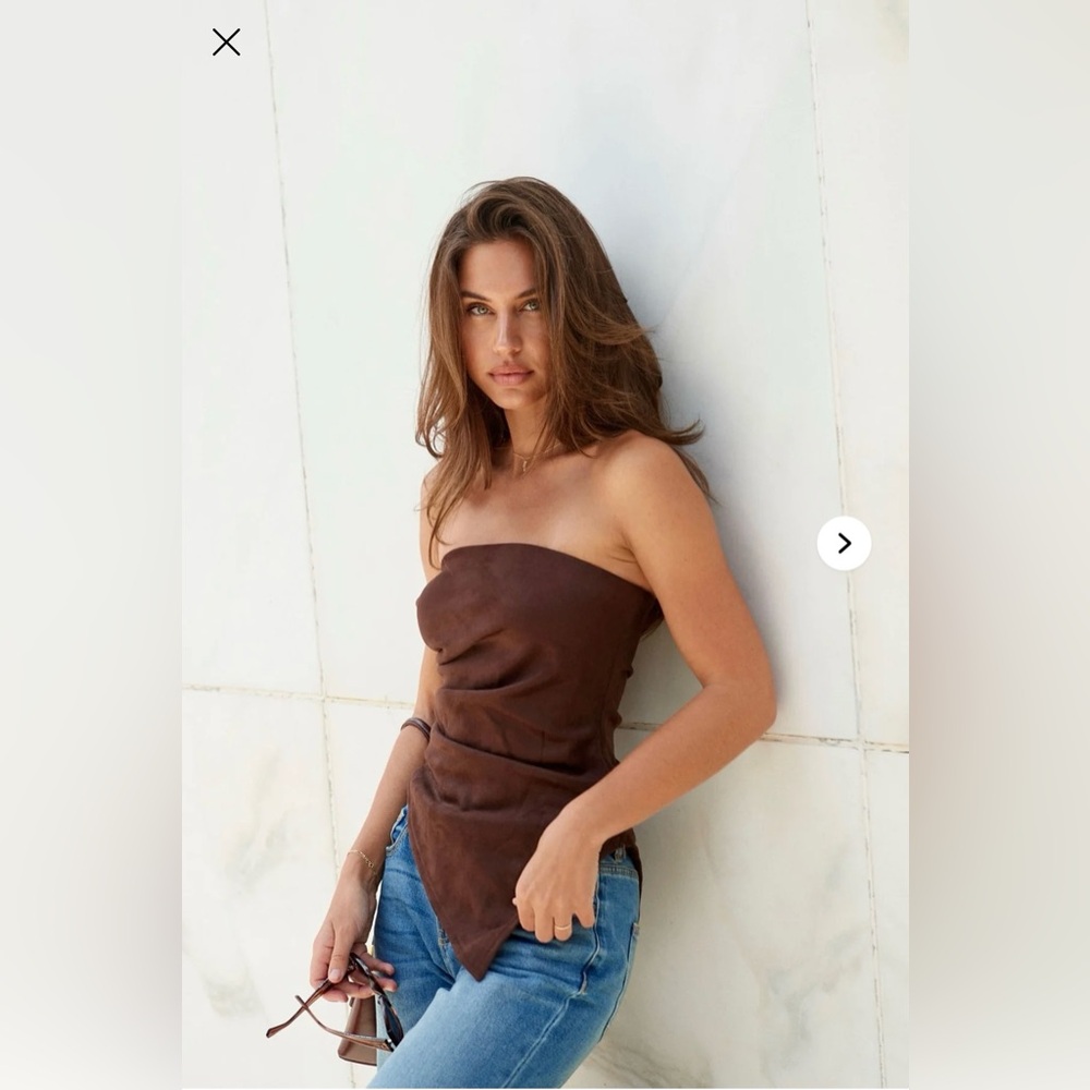 Elegant Brown Strapless Top